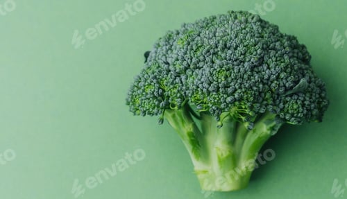 Preview: Broccoli on green background minimal healthy food concept