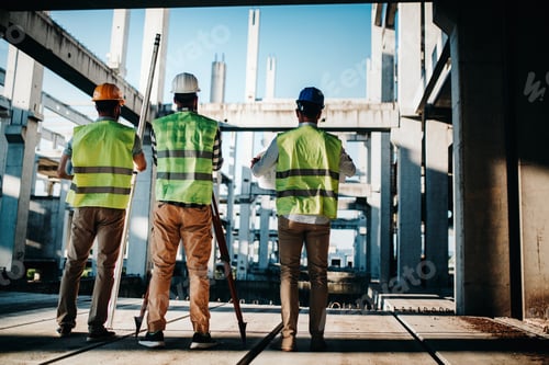 Preview: Construction engineers discussion with architects at construction or building site
