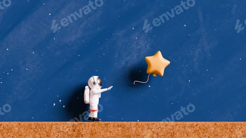 Preview: Astronaut reaching for a star shaped balloon
