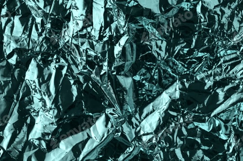 Preview: Abstract pattern of metal. Crumpled metallic paper. Tidewater green color