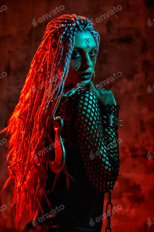 Preview: Young woman with creative make up. Halloween theme. Zombie theme.