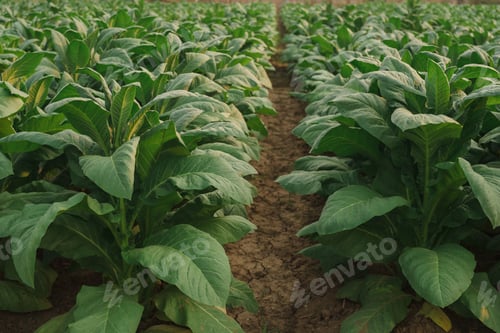 Preview: Tobacco big leaf in field in thailand gardening plantation by agriculturist.