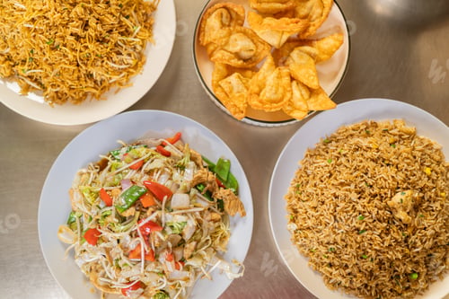Preview: Top view of traditional peruvian tasty dishes