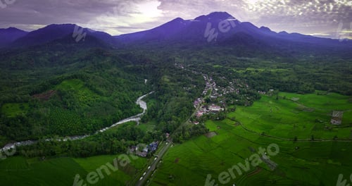 Preview: beautiful morning view from Indonesia of mountains and tropical forest