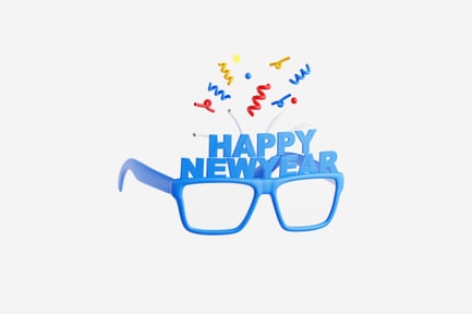 Preview: Blue 3D Glasses Happy New Year Text