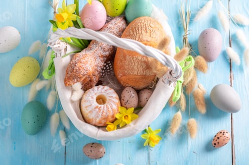 Preview: Easter basket as custom of blessing food in Eastern Europe.