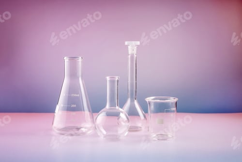 Preview: laboratory beakers on a gradient background