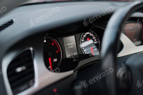 Preview: Closeup of the speedometer of a car
