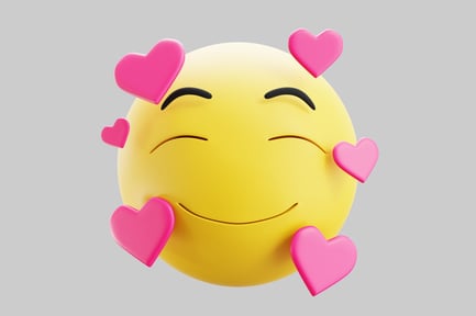 Preview: Smiling face surrounded by hearts