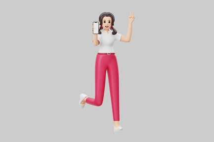 Preview: Cartoon woman with phone