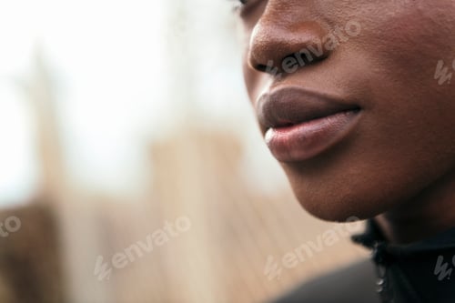 Preview: close up of the mouth of an african american woman