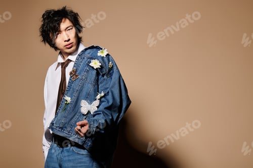 Preview: Spring fashion trends showcased by a stylish man in a contemporary studio setting