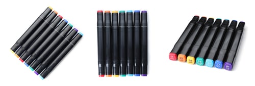 Preview: Color double sided markers on white background, collage