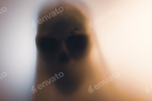 Preview: Shadow blur of horror skeleton. Halloween background.