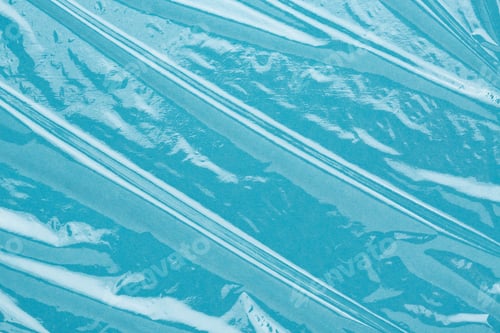 Preview: Wrinkled Blue Cling Film, Plastic Texture, Abstract Vinyl Background.