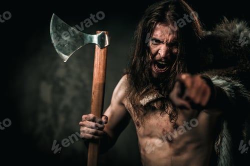 Preview: Furious viking with cold weapon