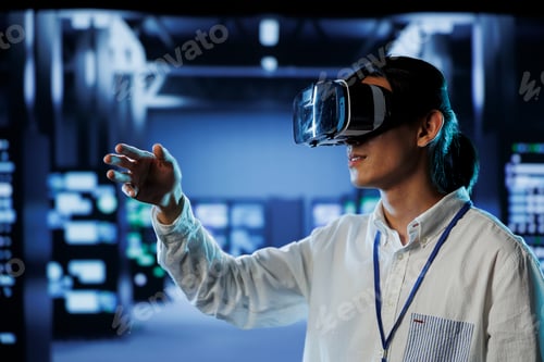 Preview: Expert with VR headset monitors servers