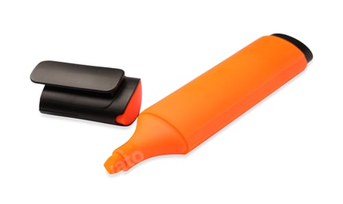 Preview: Bright orange marker isolated on white. Office stationery
