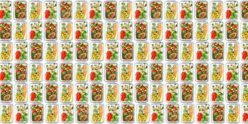 Preview: Different delicious meals in containers on white background, top view. Healthy diet