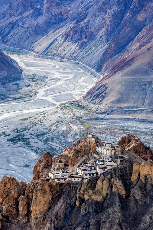 Preview: Dhankar monastry perched on a cliff in Himalayas, India