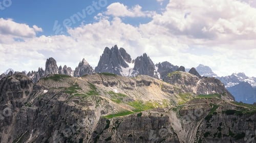 Preview: View of Cadini di Misurina mountain from the path of the three peaks of Lavaredo. Dolomites, Italy