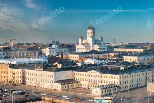 Preview: Helsinki, Finland. Aerial View Street With Presidential Palace A