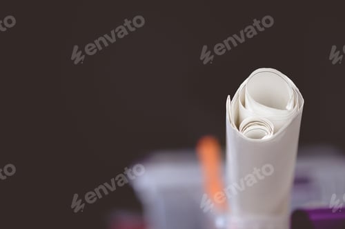 Preview: Closeup shot of a white rolled up paper on a blurred background