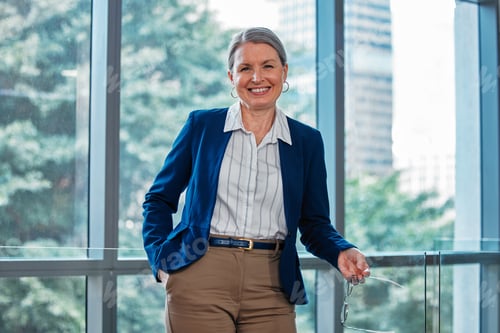 Preview: Portrait shot of mature businesswoman standing in an office