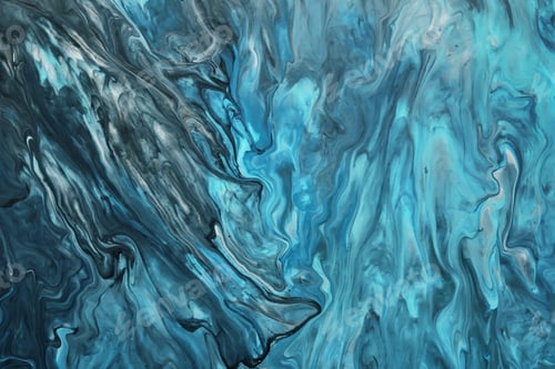 Preview: Fluid Art. Liquid blue and grey abstract paint drips and wave. Marble effect background or texture