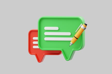 Preview: Colorful speech bubbles with writing pen