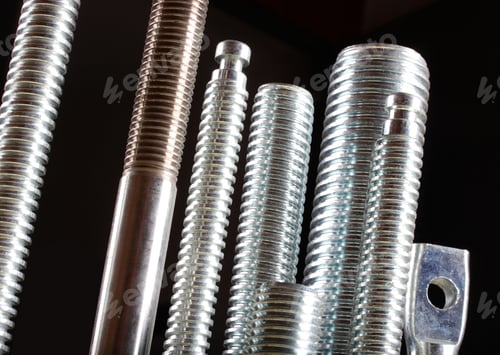 Preview: Newly manufactured large screws. Close up.