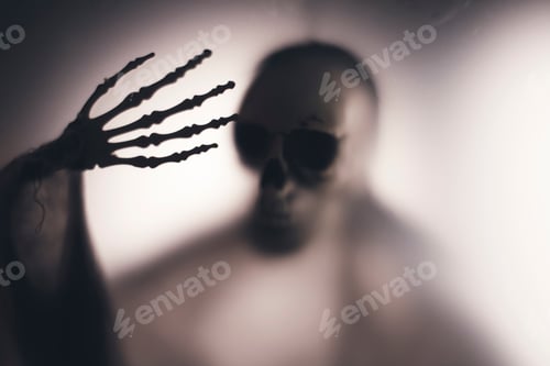 Preview: Shadow blur of horror skeleton. Halloween background.