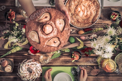 Preview: Home Celebration of friends or family at the festive table