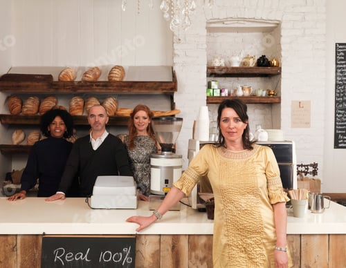 Preview: Business owner posing with employees