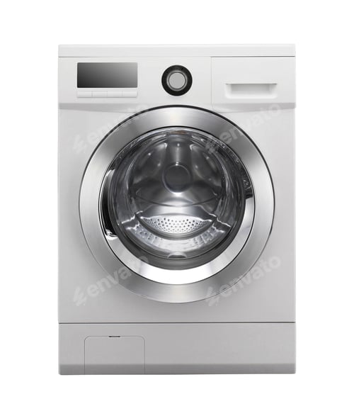 Preview: Closed washing machine on white background