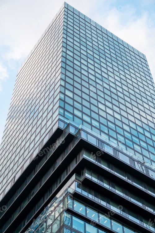 Preview: Vertical view of a skyscraper in Frankfurt downtown, Germany.