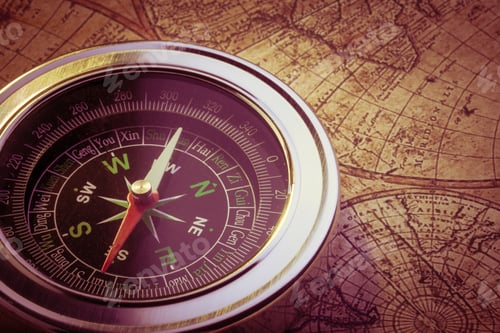 Preview: Old compass on vintage map