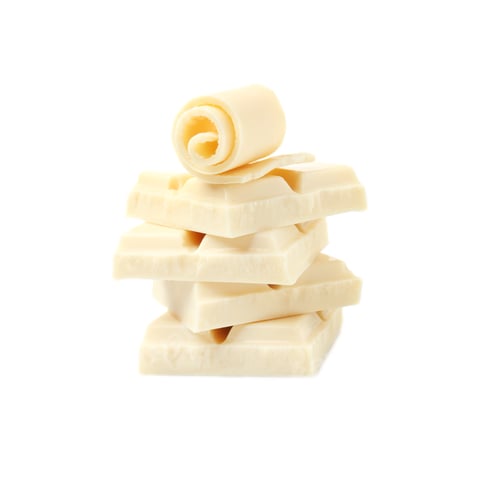 Preview: Yummy chocolate curl and pieces on white background