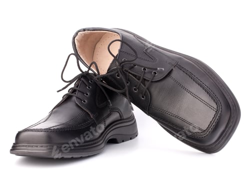 Preview: Black glossy man’s shoes with shoelaces