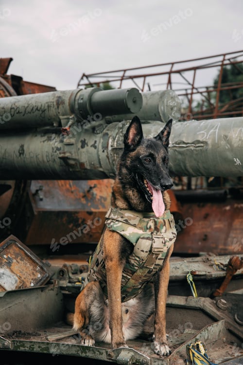 Preview: Malinois Dog in Bulletproof Vests. Working dog. Dog guard. Police and army dog.