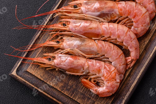 Preview: Tiger shrimp or langoustine boiled with spices and salt