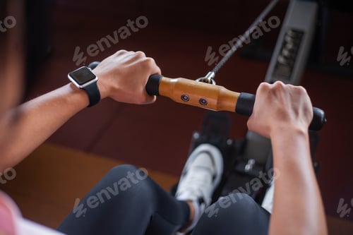 Preview: Athletic fitness young woman doing sports exercises