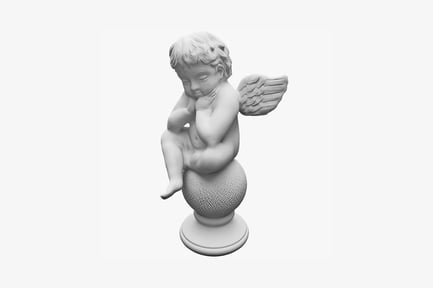 Preview: Angel statue, seated, wings spread