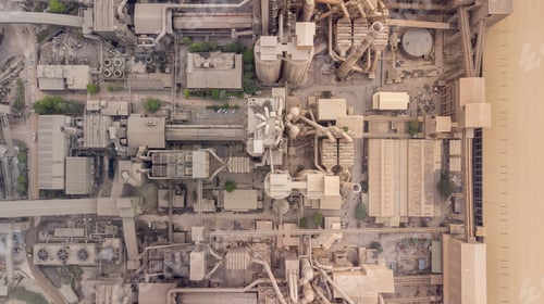 Preview: Aerial view cement factory, Cement product plant silo towers, pipes structure industrial.