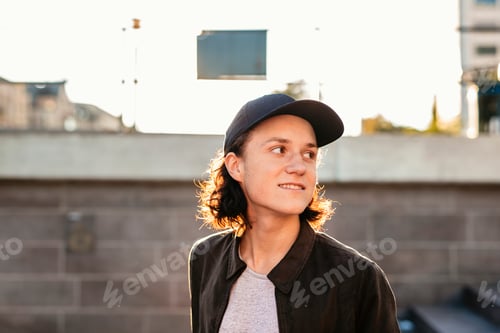 Preview: Close-up of teenage boy looking away