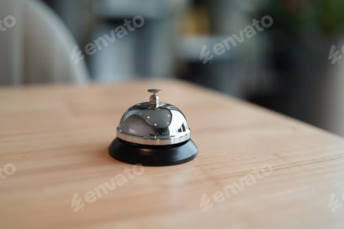 Preview: Hotel reception counter desk with service bell. front desk bell for call staff service.