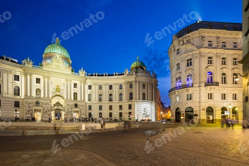 Preview: The Hofburg at Michaelerplatz, Vienna, Austria At Night