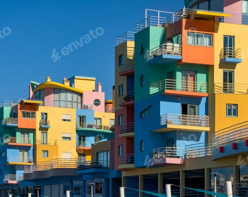Preview: Colorful modern architecture - beachfront apartments