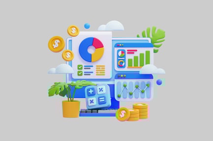 Preview: Finance dashboard with calculator scene