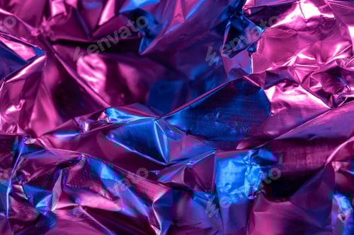 Preview: Abstract Wrinkled Foil with Blue and Pink Lighting